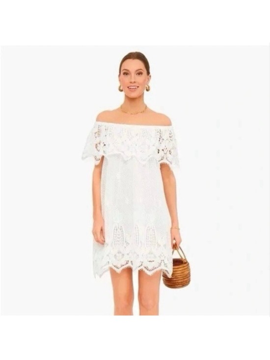 Tuckernuck Dresses & Skirts - Tuckernuck Avalon Off Shoulder White Lace Mini Dress NWT Size S